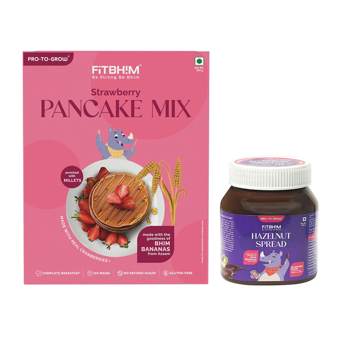 Fitbhim Combo — Strawberry Pancake Mix (250g) + Hazelnut Spread (300g)