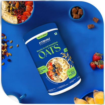 Fitbhim Ready-to-Eat Jaggery Oats — Bhim Banana (300g Jar) + Everyday Breakfast Bowl with Spoon (500ml)