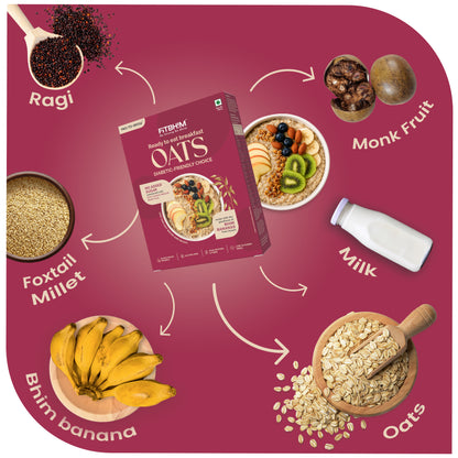 Fitbhim Diabetic Friendly Oats for Adults 300g | Bhim Bananas, Millets & Monk Fruit | Zero Added Sugar & Gluten-Free