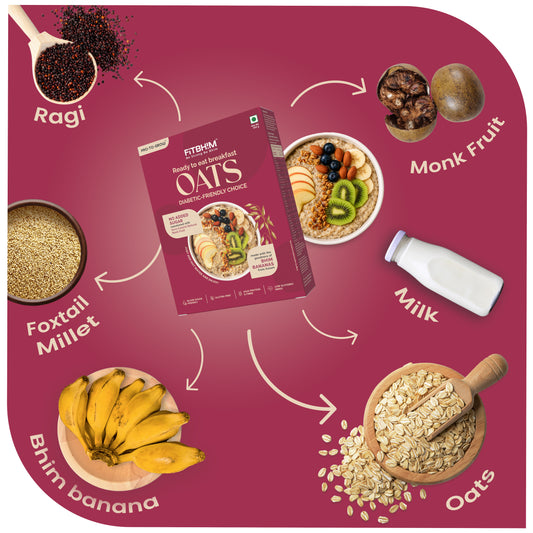 Fitbhim Diabetic Friendly Oats for Adults 300g | Bhim Bananas, Millets & Monk Fruit | Zero Added Sugar & Gluten-Free