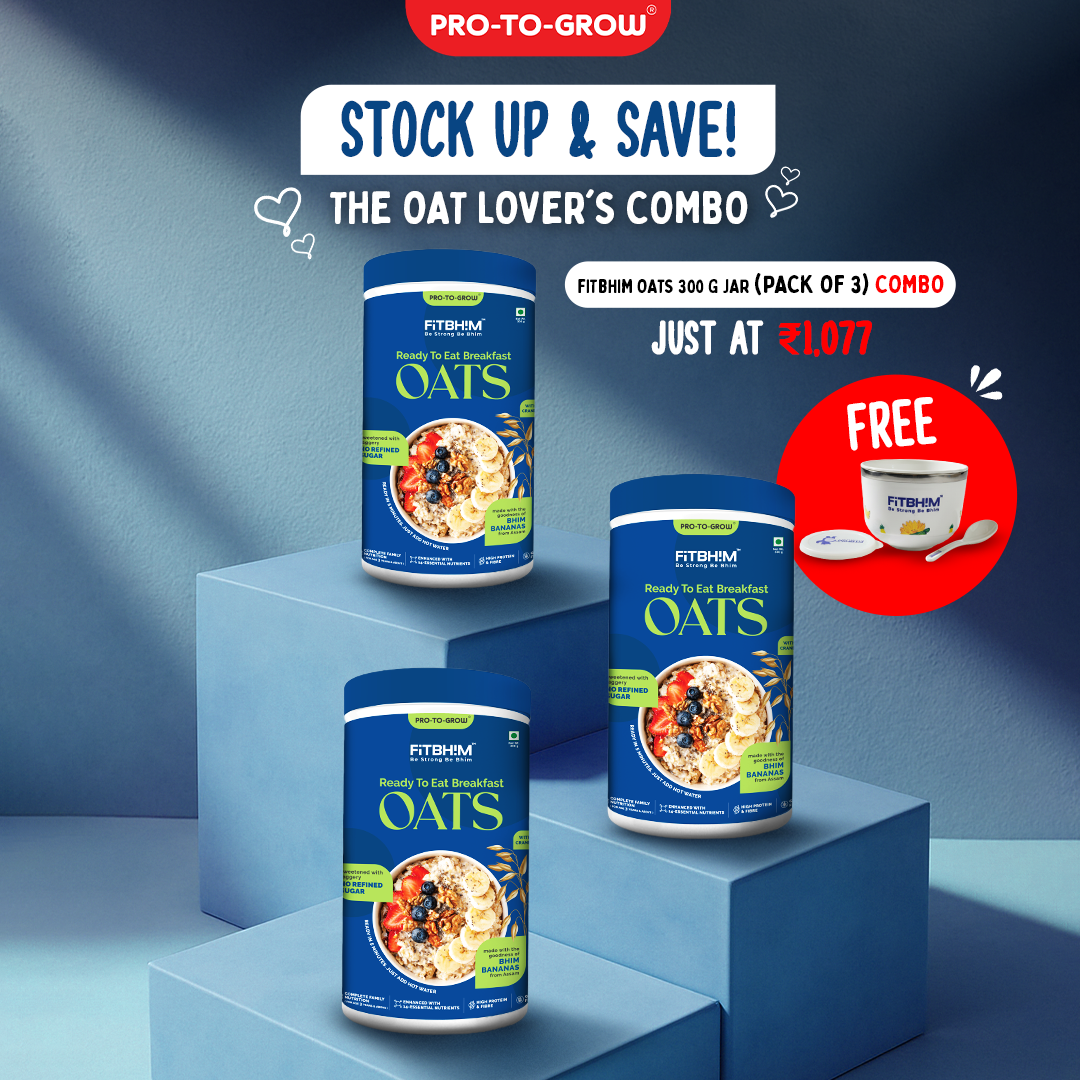 Fitbhim Ready-to-Eat Jaggery Oats Bhim Banana (300g × 3 Jars) + Everyday Breakfast  Fitbhim 500ml Bowl with Spoon (FREE)