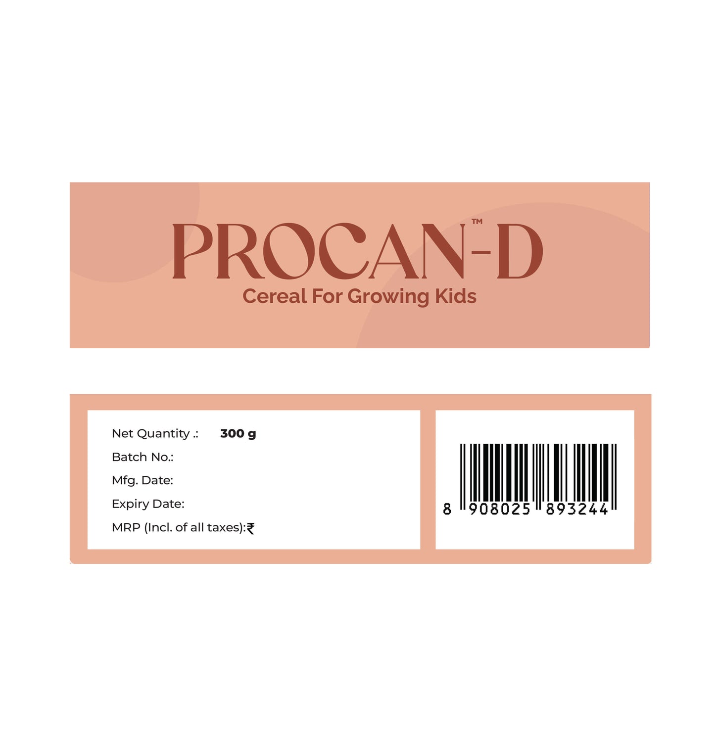 Procan-D Sprouted Ragi, Moong Dal & Banana Growing Kids Nutrition Cereal - 300g Box