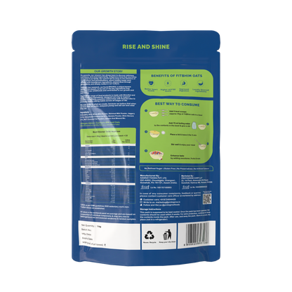 Fitbhim Ready-to-Eat Jaggery Oats (1KG) + Free Lidded Bowl with Spoon (500ml)