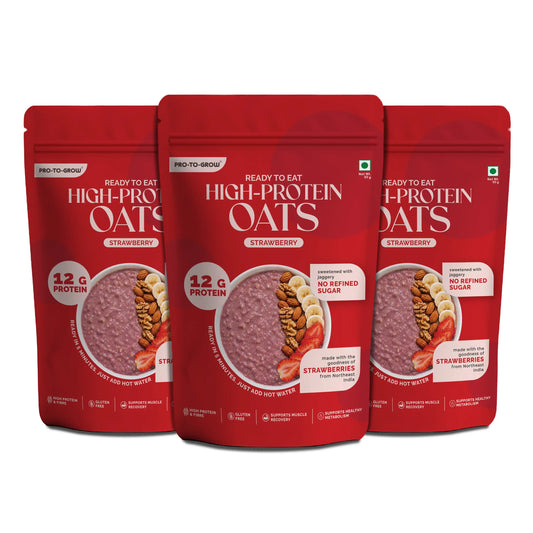Ready-to-Eat Strawberry High Protein Oats - 50g Single Serve ( Pack of 3 )
