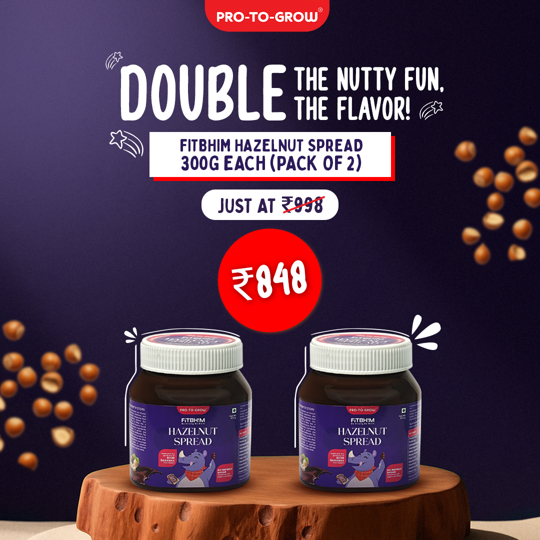 Fitbhim Hazelnut Spread — Bhim Banana, Hazelnut, & Cocoa (300g × 2)