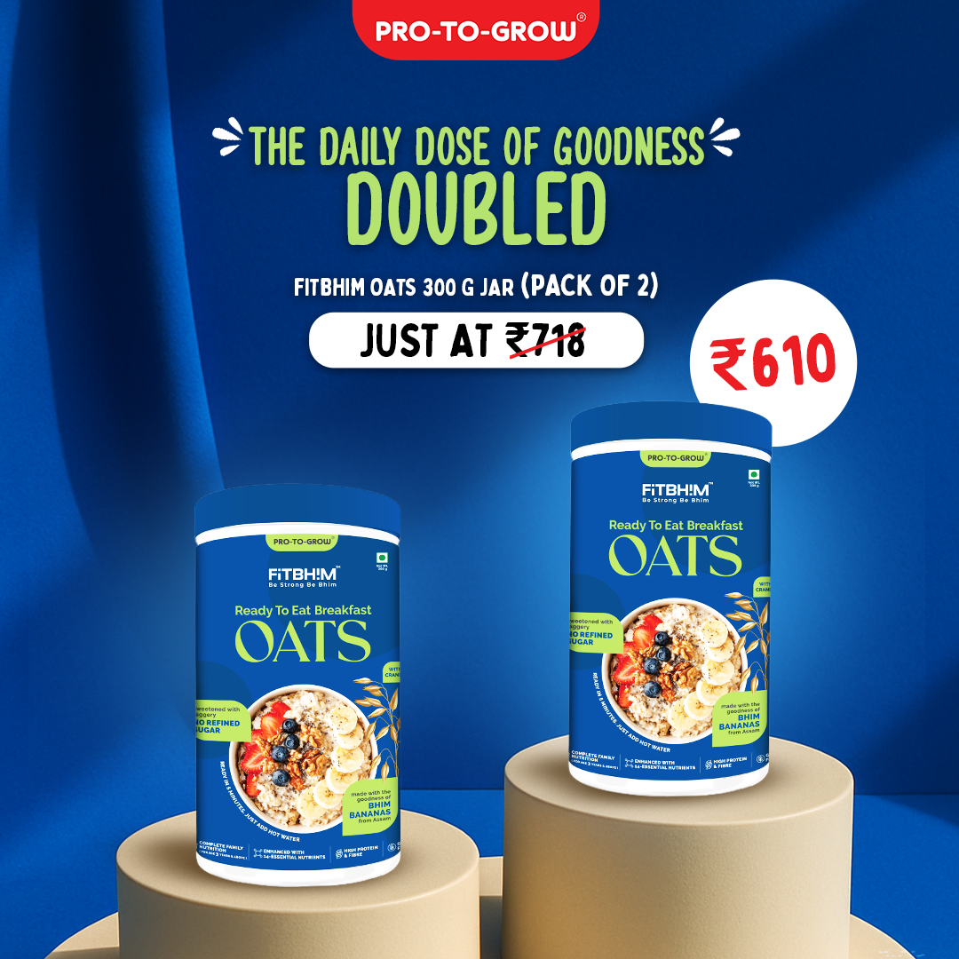 Fitbhim Ready-to-Eat Jaggery Oats — Bhim Banana (300g × 2 Jars)