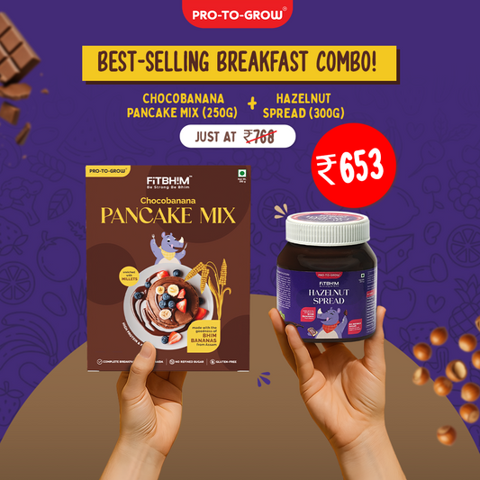 Fitbhim Combo — Chocobanana Pancake Mix (250g) + Hazelnut Spread (300g)